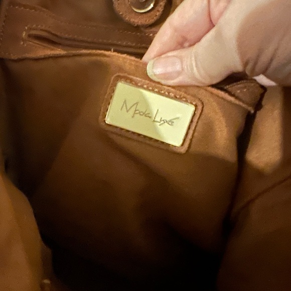 Moda Luxe Brown Suede Eyelet Design Bag Stylish Bag - Picture 8 of 12